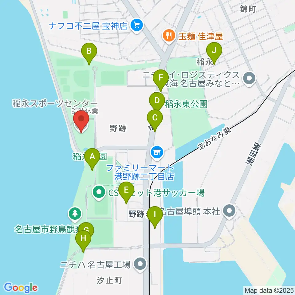 稲永スポーツセンター周辺の駐車場・コインパーキング一覧地図