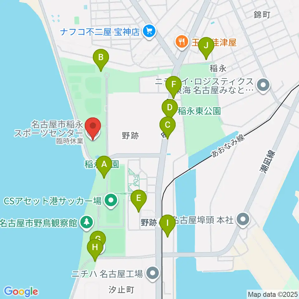 稲永スポーツセンター周辺の駐車場・コインパーキング一覧地図