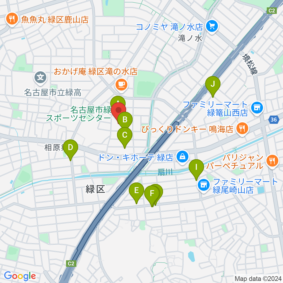 名古屋市緑スポーツセンター周辺の駐車場・コインパーキング一覧地図