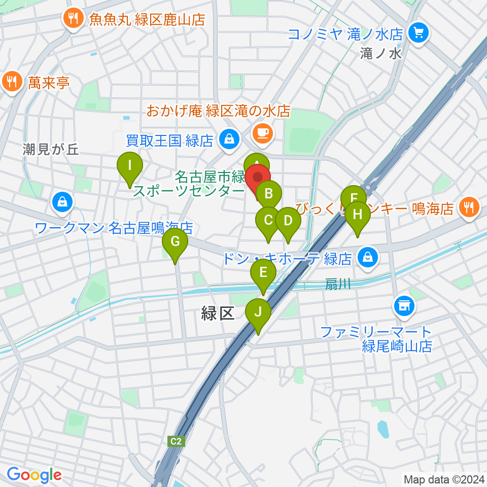 名古屋市緑スポーツセンター周辺の駐車場・コインパーキング一覧地図