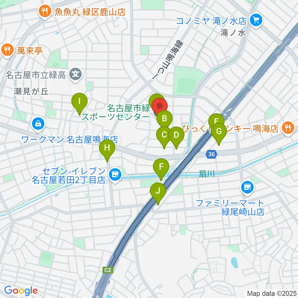 名古屋市緑スポーツセンター周辺の駐車場・コインパーキング一覧地図