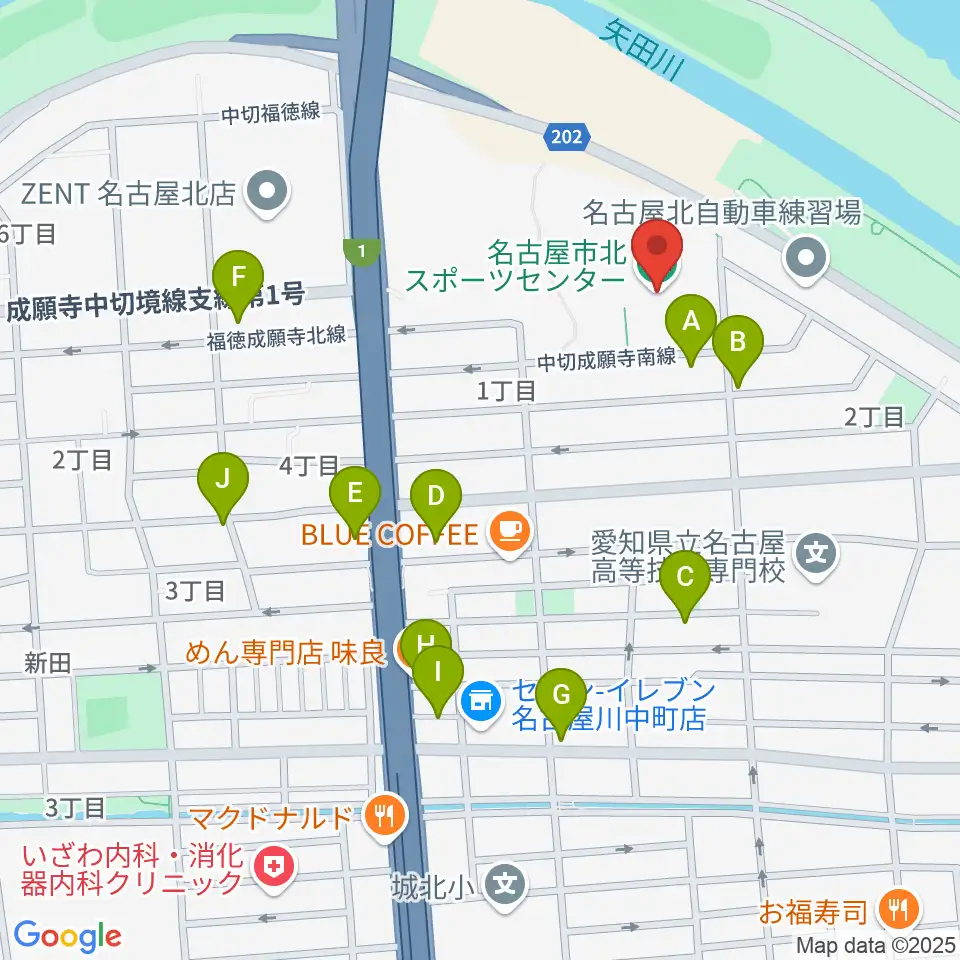 名古屋市北スポーツセンター周辺の駐車場・コインパーキング一覧地図