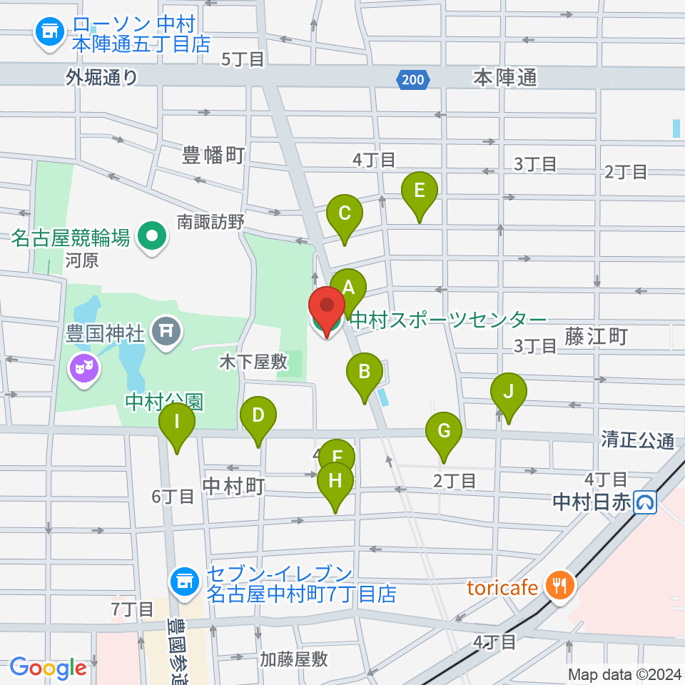 名古屋市中村スポーツセンター周辺の駐車場・コインパーキング一覧地図