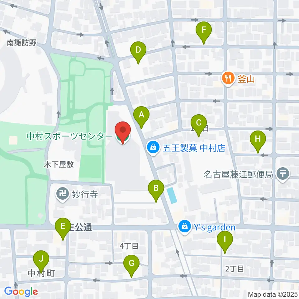 名古屋市中村スポーツセンター周辺の駐車場・コインパーキング一覧地図