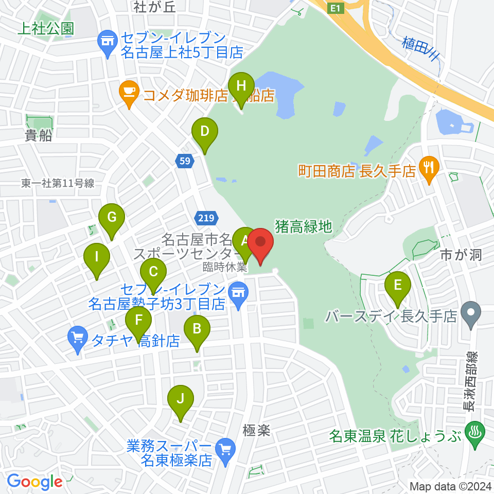 名古屋市名東スポーツセンター周辺の駐車場・コインパーキング一覧地図
