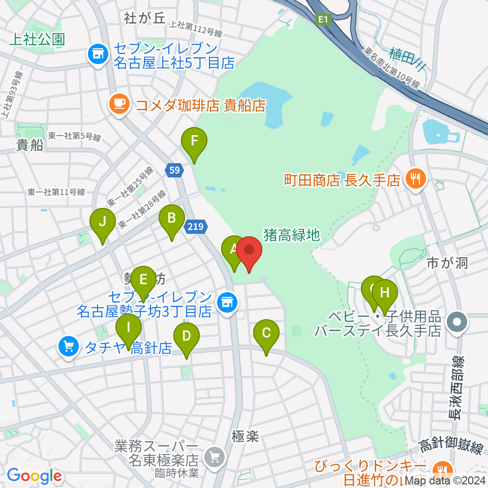 名古屋市名東スポーツセンター周辺の駐車場・コインパーキング一覧地図