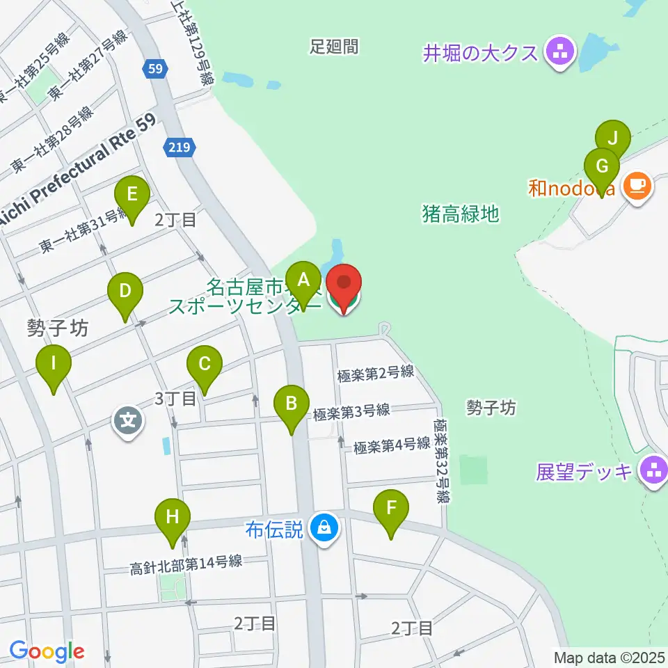 名古屋市名東スポーツセンター周辺の駐車場・コインパーキング一覧地図