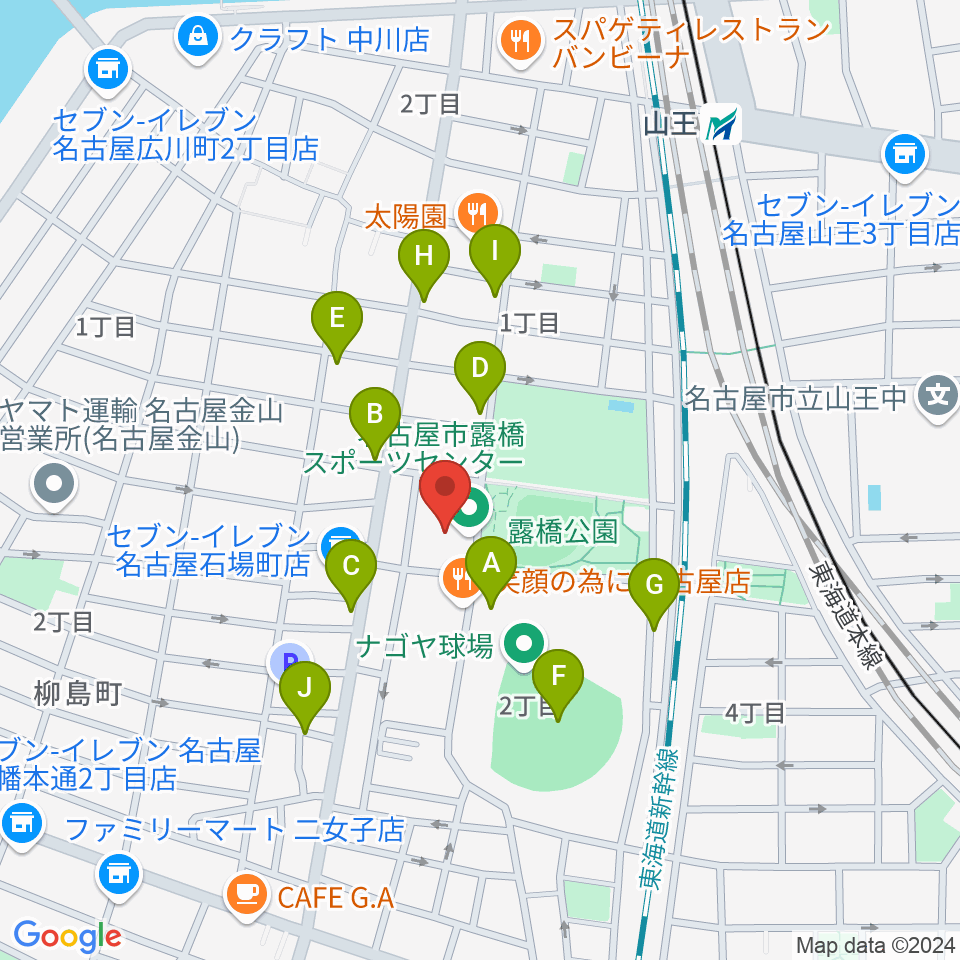 名古屋市露橋スポーツセンター周辺の駐車場・コインパーキング一覧地図