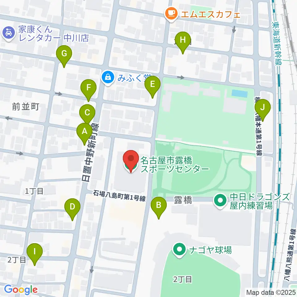 名古屋市露橋スポーツセンター周辺の駐車場・コインパーキング一覧地図