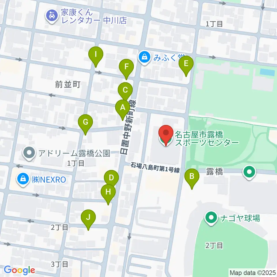 名古屋市露橋スポーツセンター周辺の駐車場・コインパーキング一覧地図