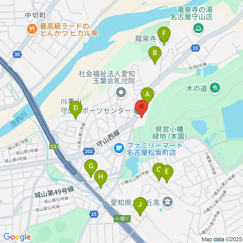 守山スポーツセンター周辺の駐車場・コインパーキング一覧地図