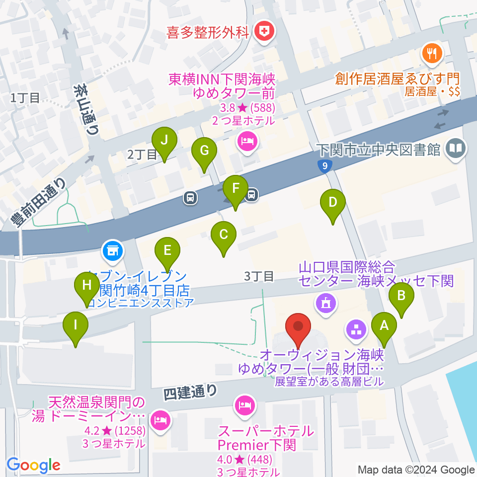 海峡メッセ下関周辺の駐車場・コインパーキング一覧地図