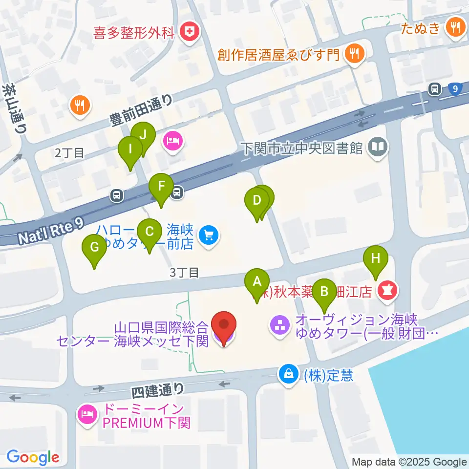 海峡メッセ下関周辺の駐車場・コインパーキング一覧地図
