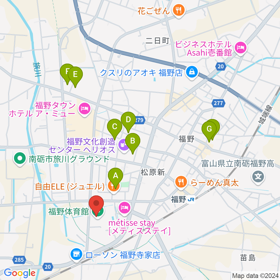 南砺市福野体育館周辺の駐車場・コインパーキング一覧地図