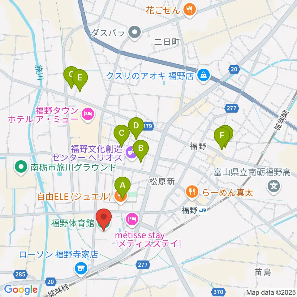 南砺市福野体育館周辺の駐車場・コインパーキング一覧地図