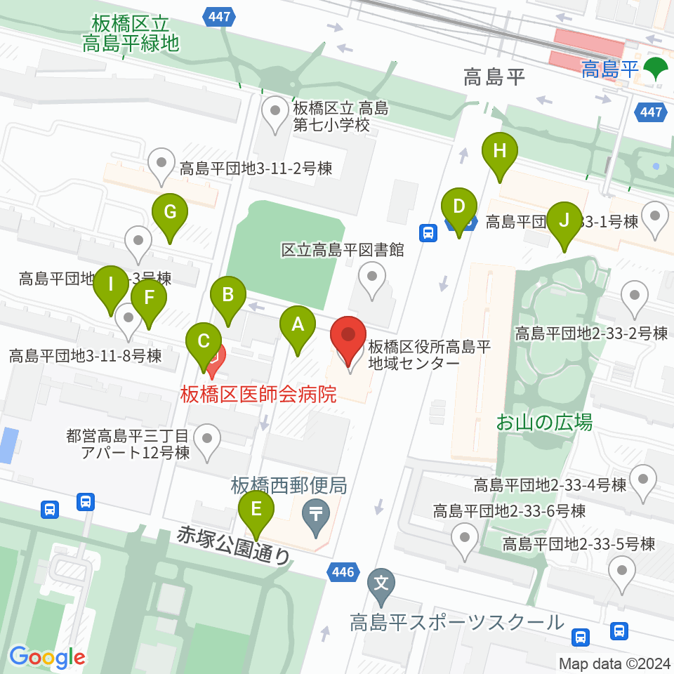 高島平区民館ホール周辺の駐車場・コインパーキング一覧地図