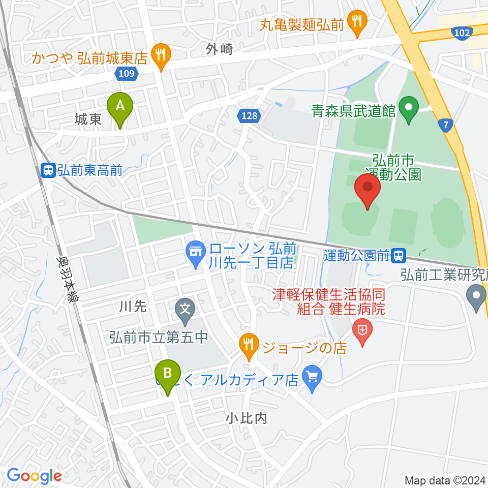 弘前市運動公園野球場 はるか夢球場周辺の駐車場・コインパーキング一覧地図