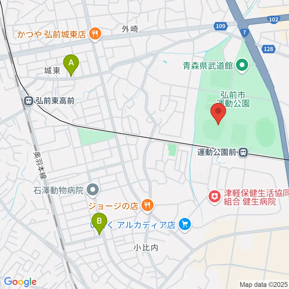 弘前市運動公園野球場周辺の駐車場・コインパーキング一覧地図