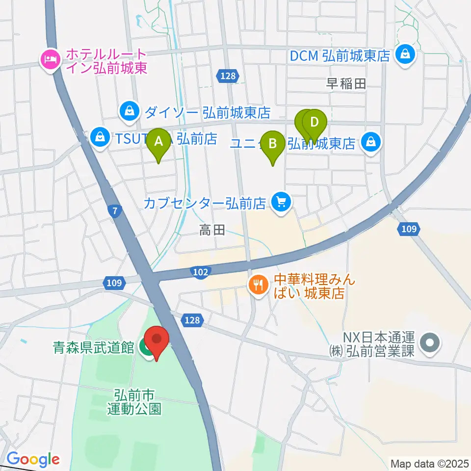 青森県武道館周辺の駐車場・コインパーキング一覧地図