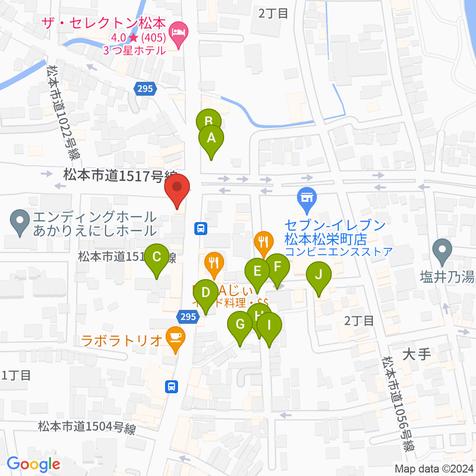 日本ヴァイオリン松本店周辺の駐車場・コインパーキング一覧地図