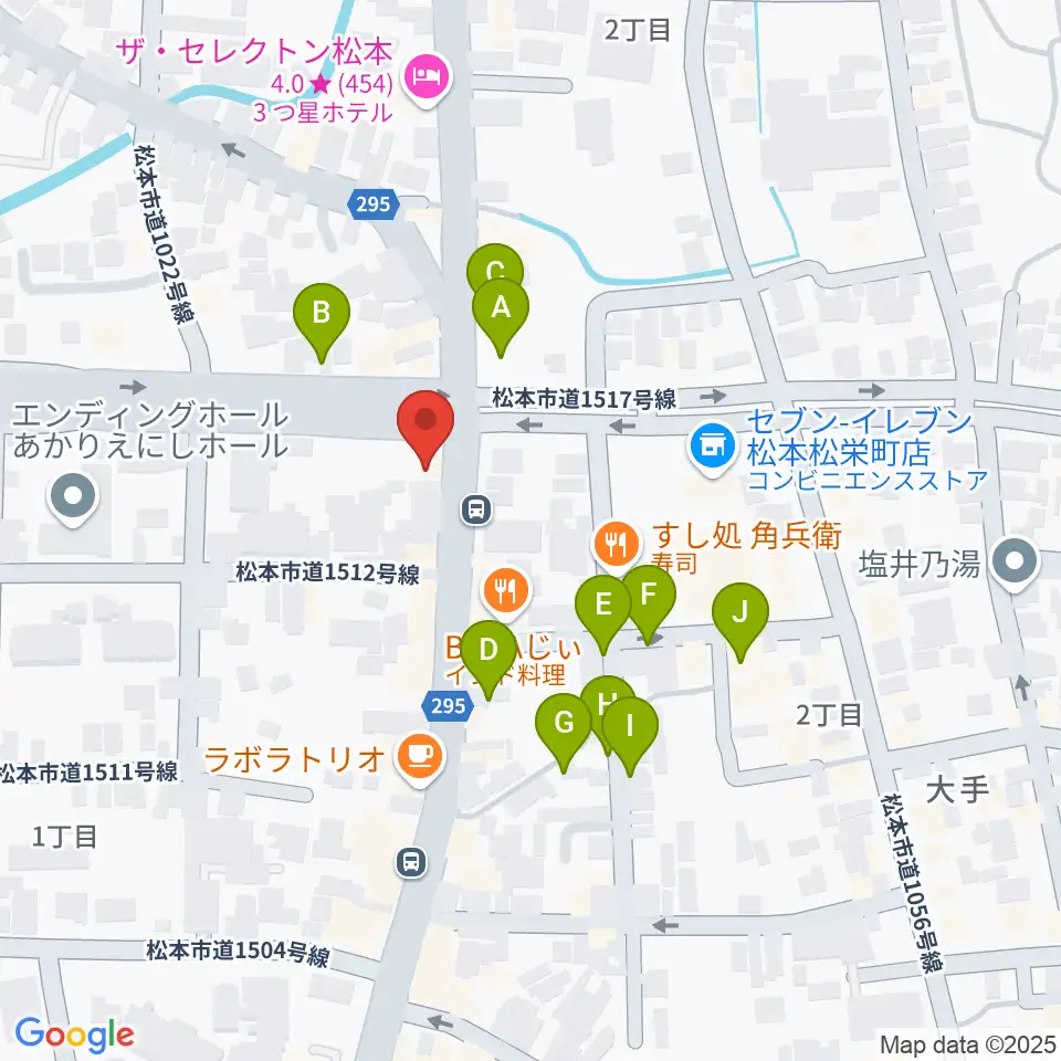 日本ヴァイオリン松本店周辺の駐車場・コインパーキング一覧地図