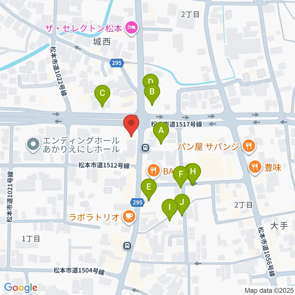 日本ヴァイオリン松本店周辺の駐車場・コインパーキング一覧地図