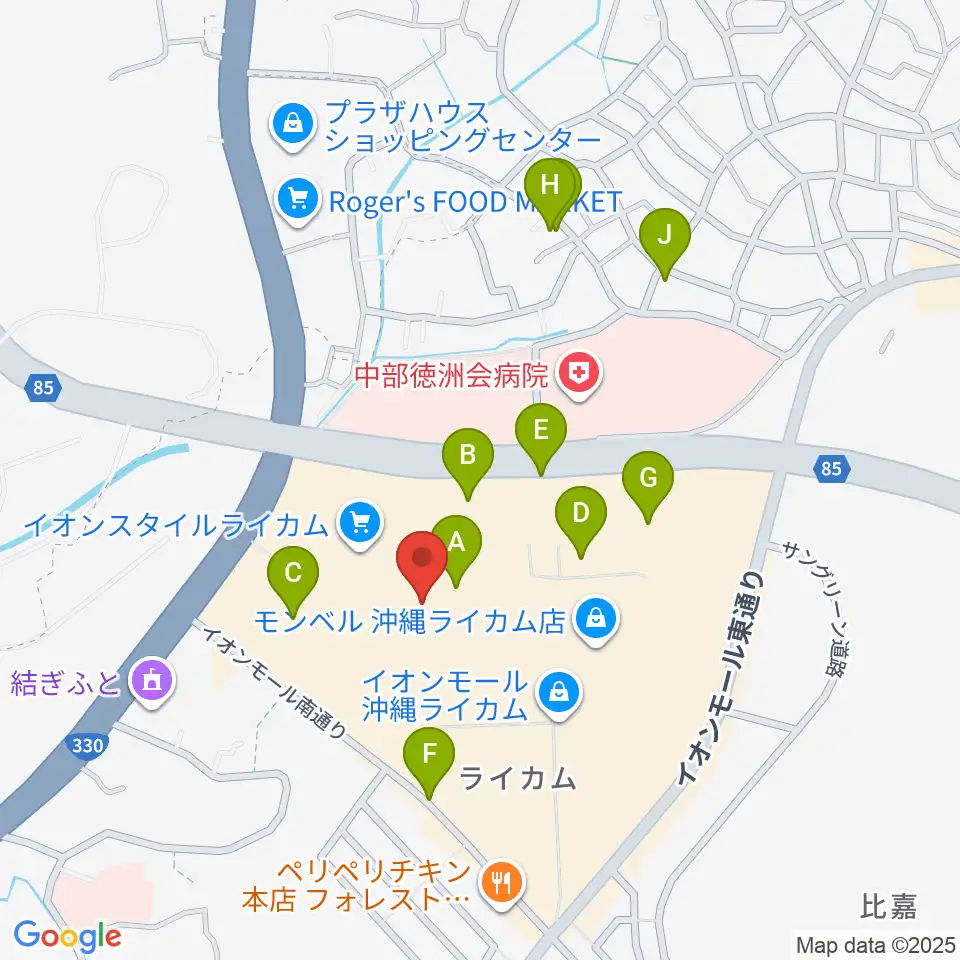 島村楽器 イオンモール沖縄ライカム店周辺の駐車場・コインパーキング一覧地図