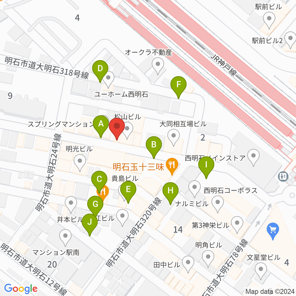 西明石ピアノ＆リハーサルスタジオ9th周辺の駐車場・コインパーキング一覧地図