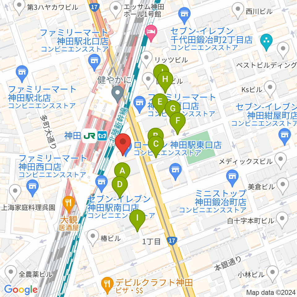 スタジオ音楽館 神田駅前周辺の駐車場・コインパーキング一覧地図