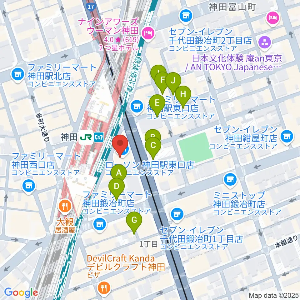 スタジオ音楽館 神田駅前周辺の駐車場・コインパーキング一覧地図