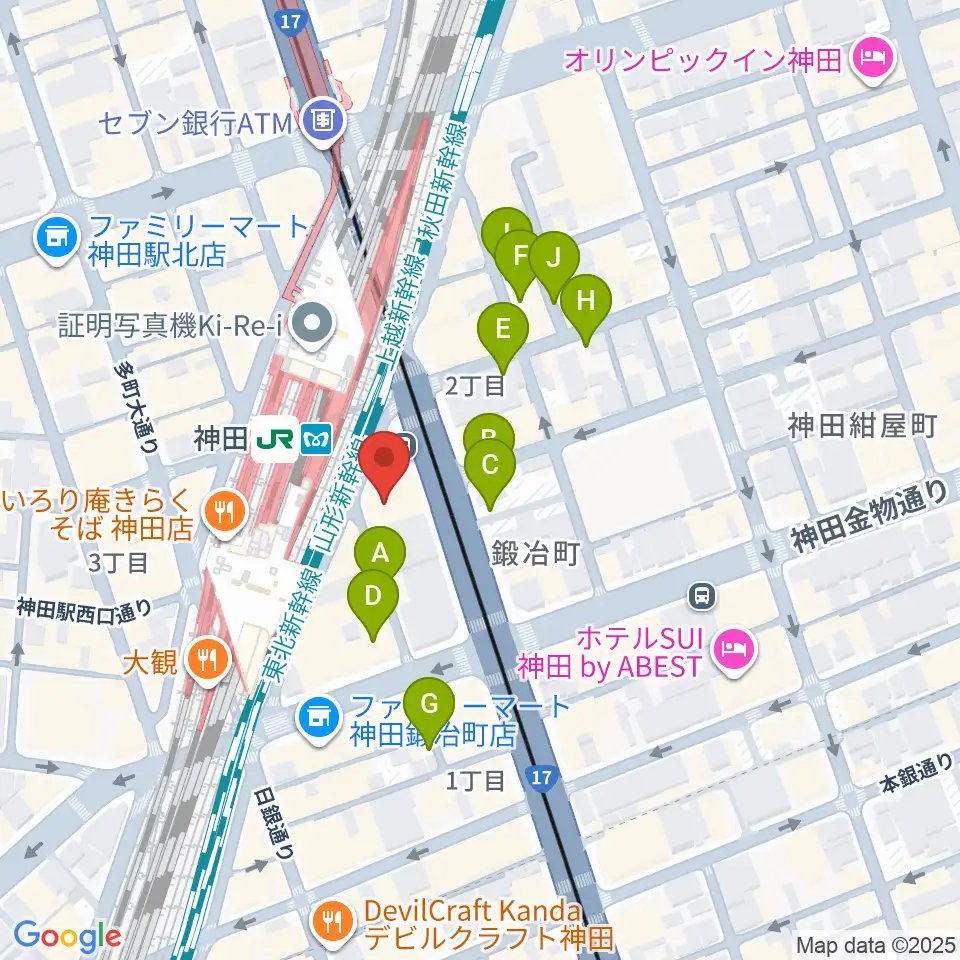 スタジオ音楽館 神田駅前周辺の駐車場・コインパーキング一覧地図