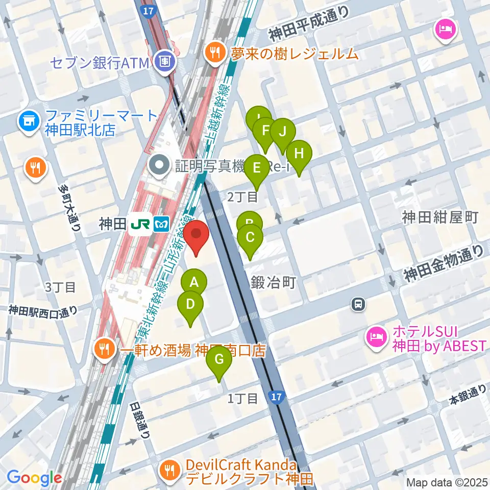 スタジオ音楽館 神田駅前周辺の駐車場・コインパーキング一覧地図