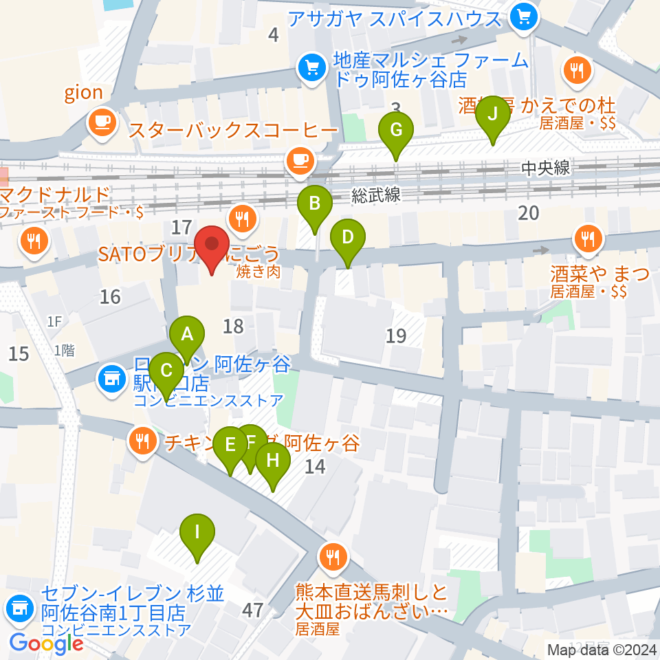 スタジオ音楽館 阿佐ヶ谷周辺の駐車場・コインパーキング一覧地図