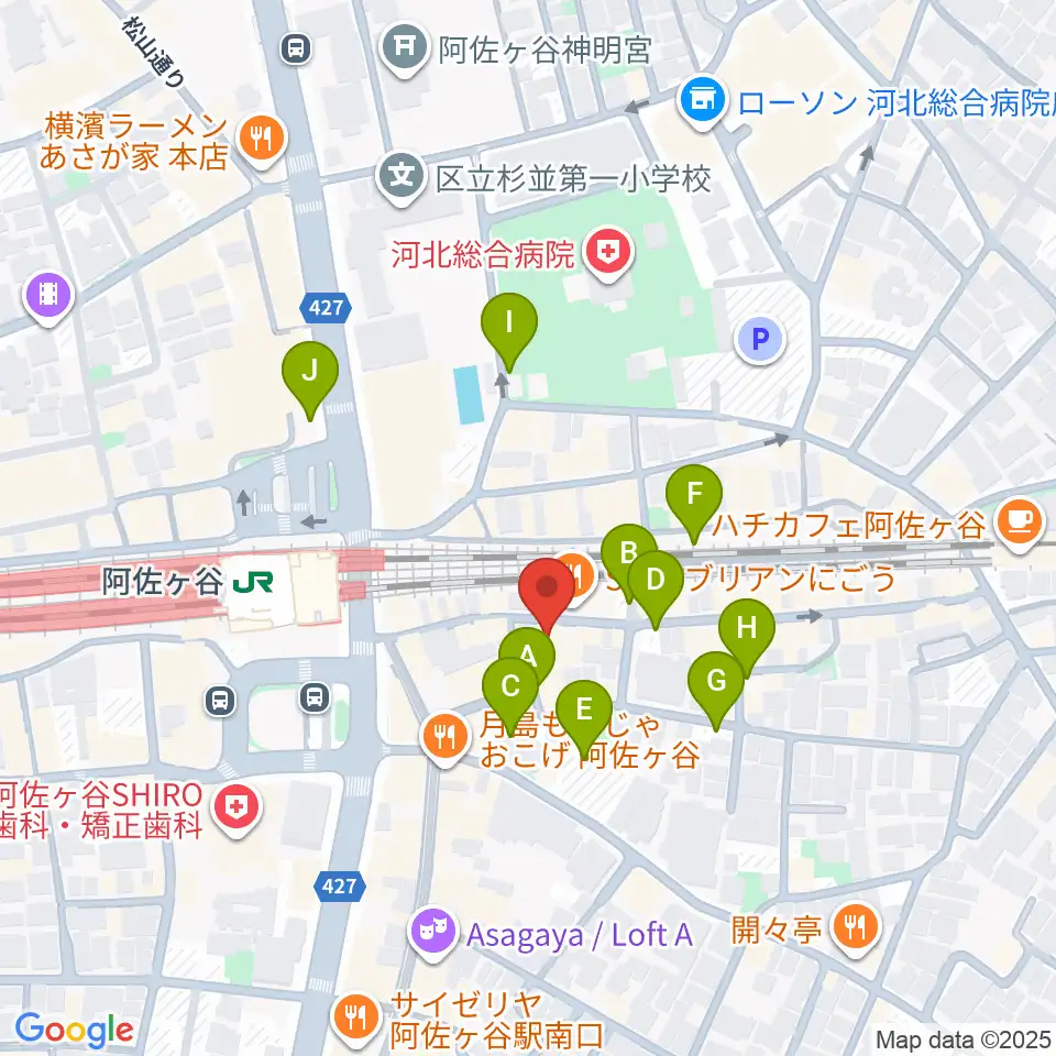 スタジオ音楽館 阿佐ヶ谷周辺の駐車場・コインパーキング一覧地図