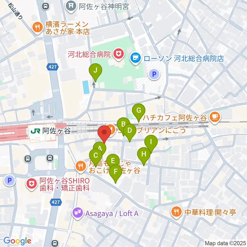 スタジオ音楽館 阿佐ヶ谷周辺の駐車場・コインパーキング一覧地図