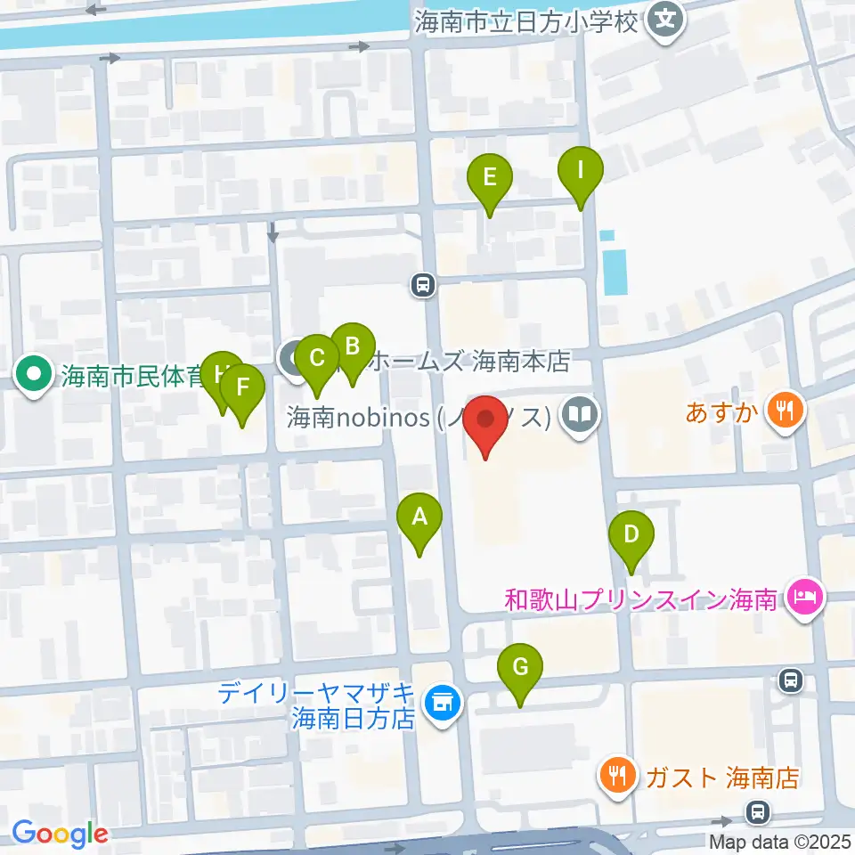 海南nobinos周辺の駐車場・コインパーキング一覧地図