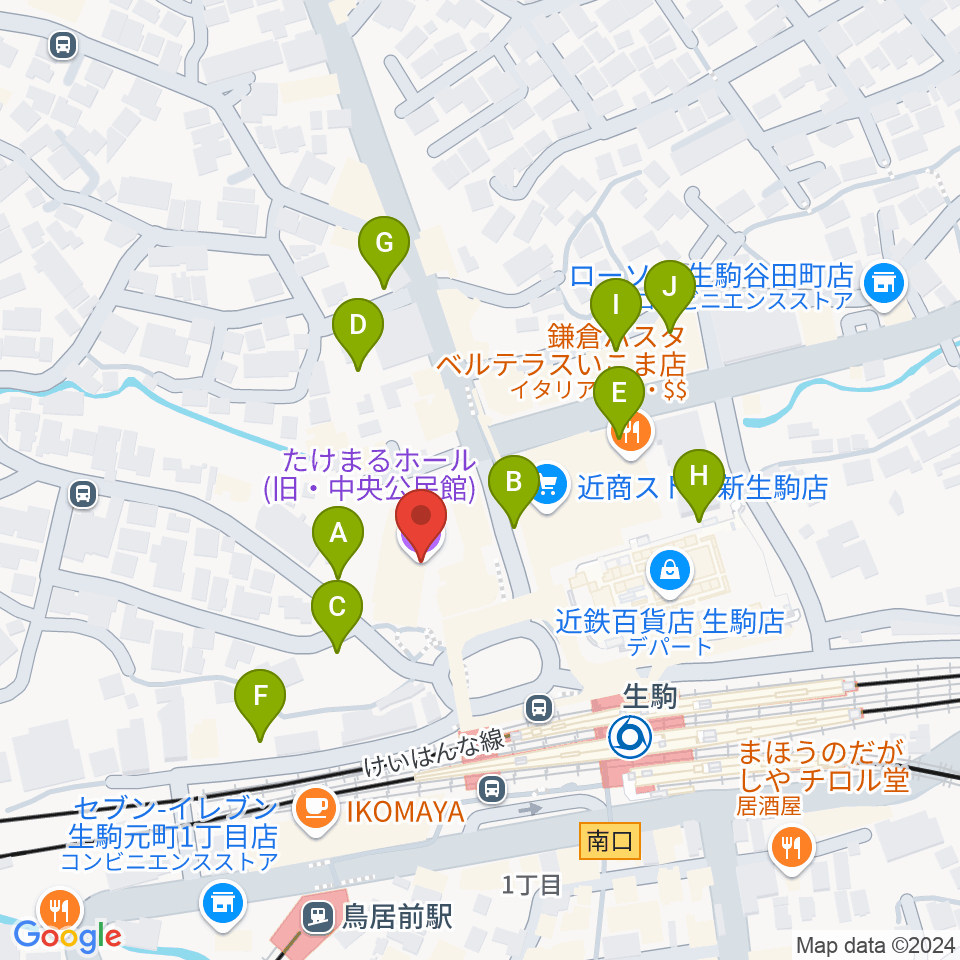 たけまるホール周辺の駐車場・コインパーキング一覧地図