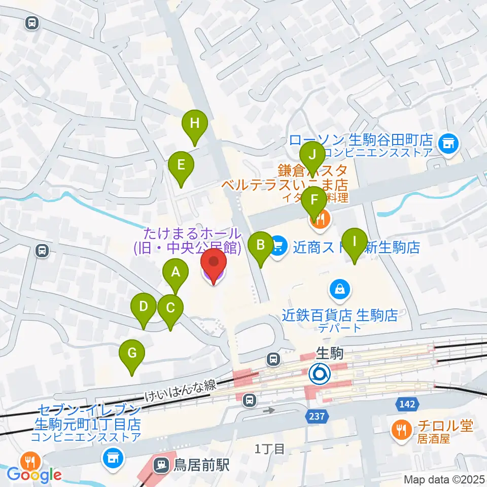 たけまるホール周辺の駐車場・コインパーキング一覧地図
