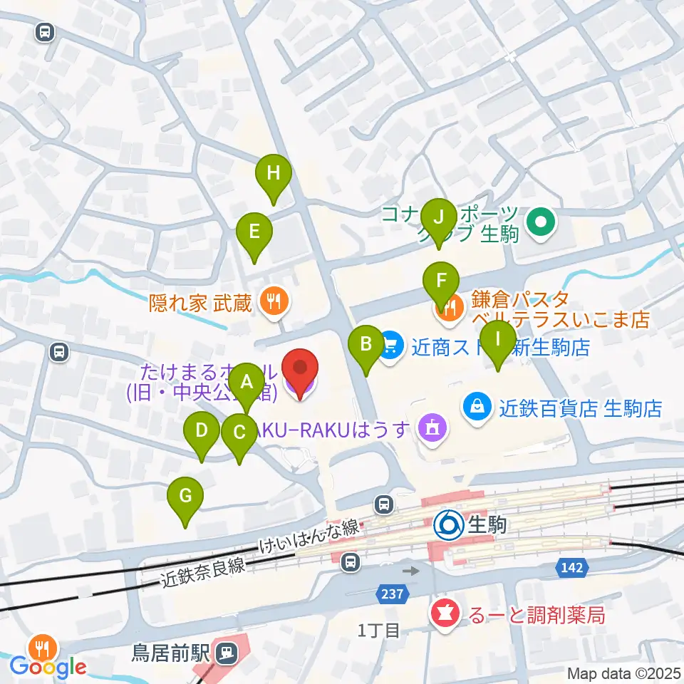 たけまるホール周辺の駐車場・コインパーキング一覧地図