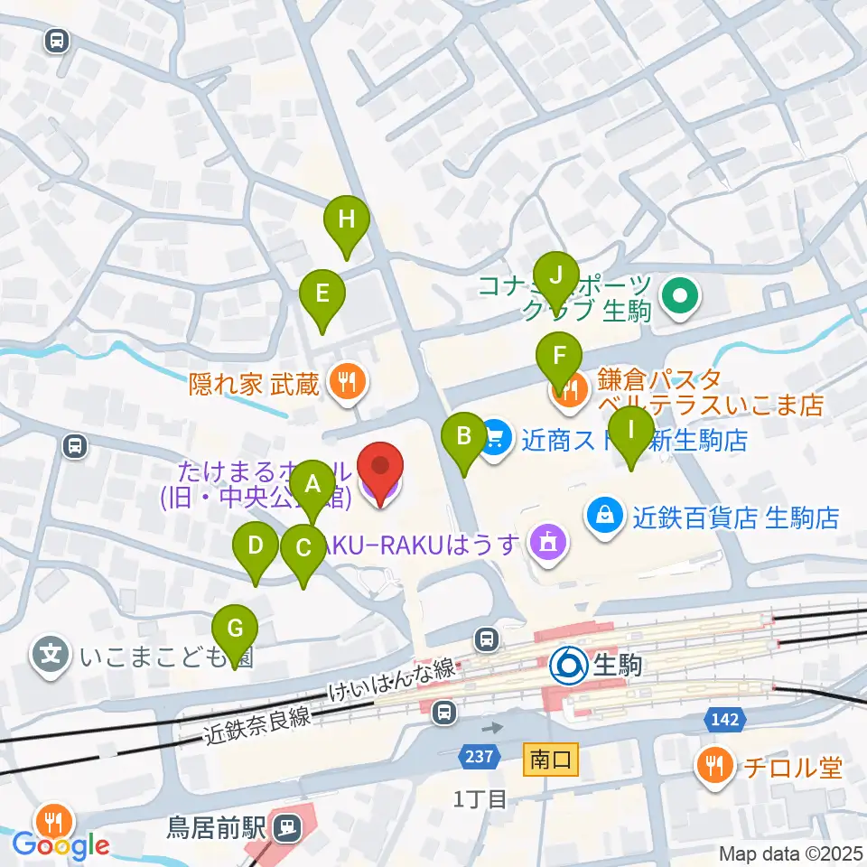 たけまるホール周辺の駐車場・コインパーキング一覧地図