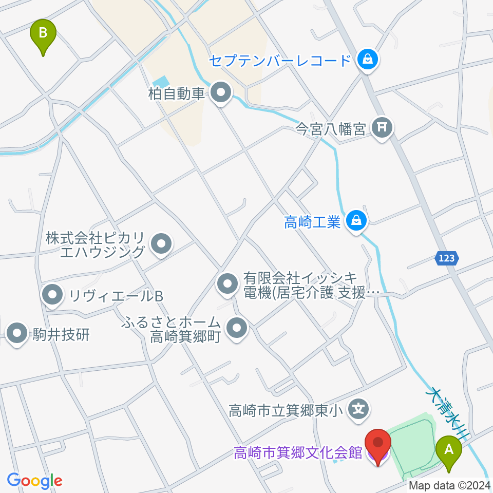 箕郷文化会館周辺の駐車場・コインパーキング一覧地図