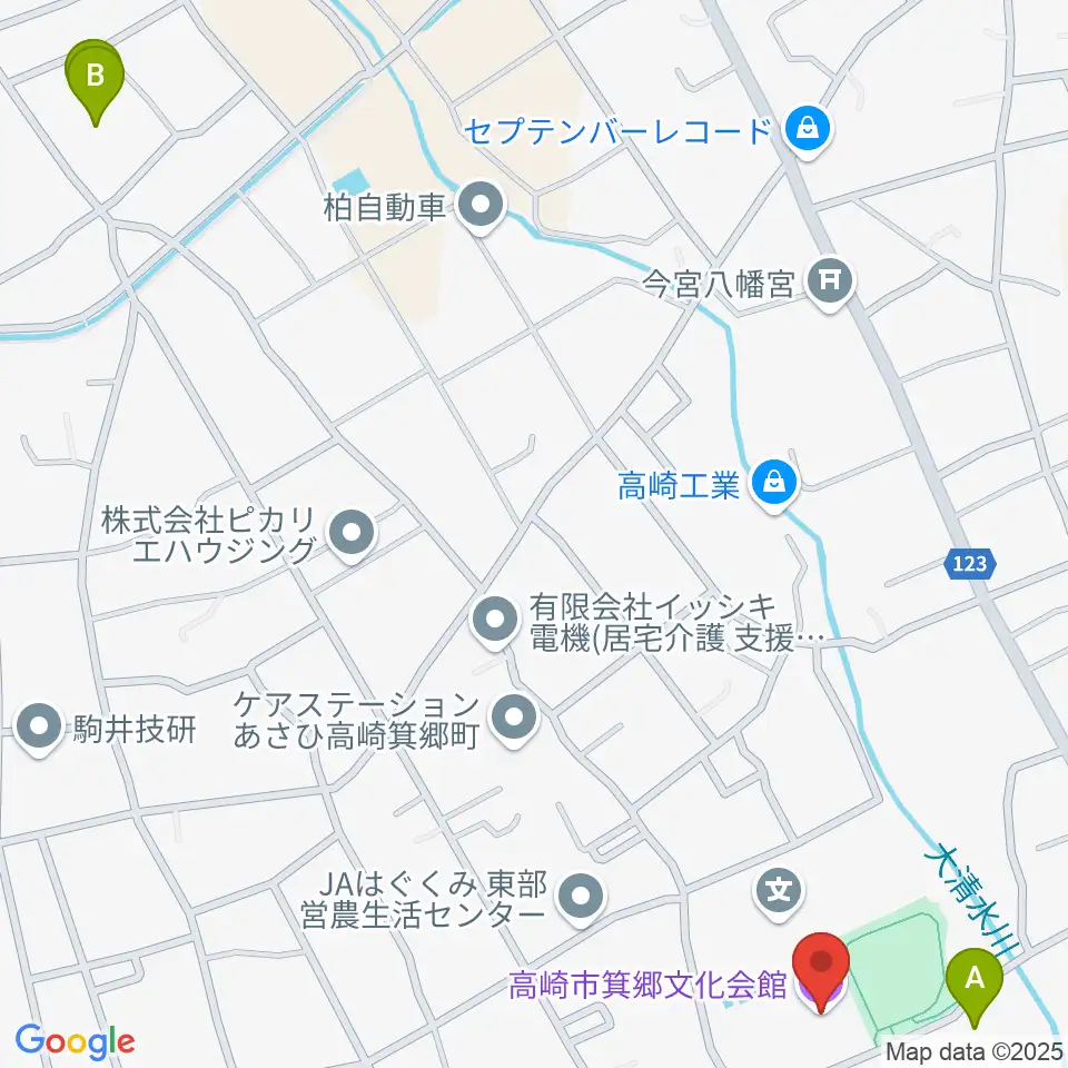 高崎市箕郷文化会館周辺の駐車場・コインパーキング一覧地図