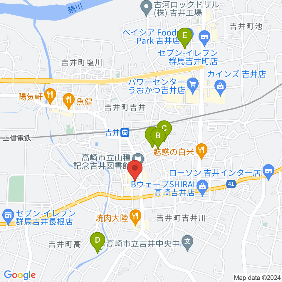 吉井文化会館周辺の駐車場・コインパーキング一覧地図