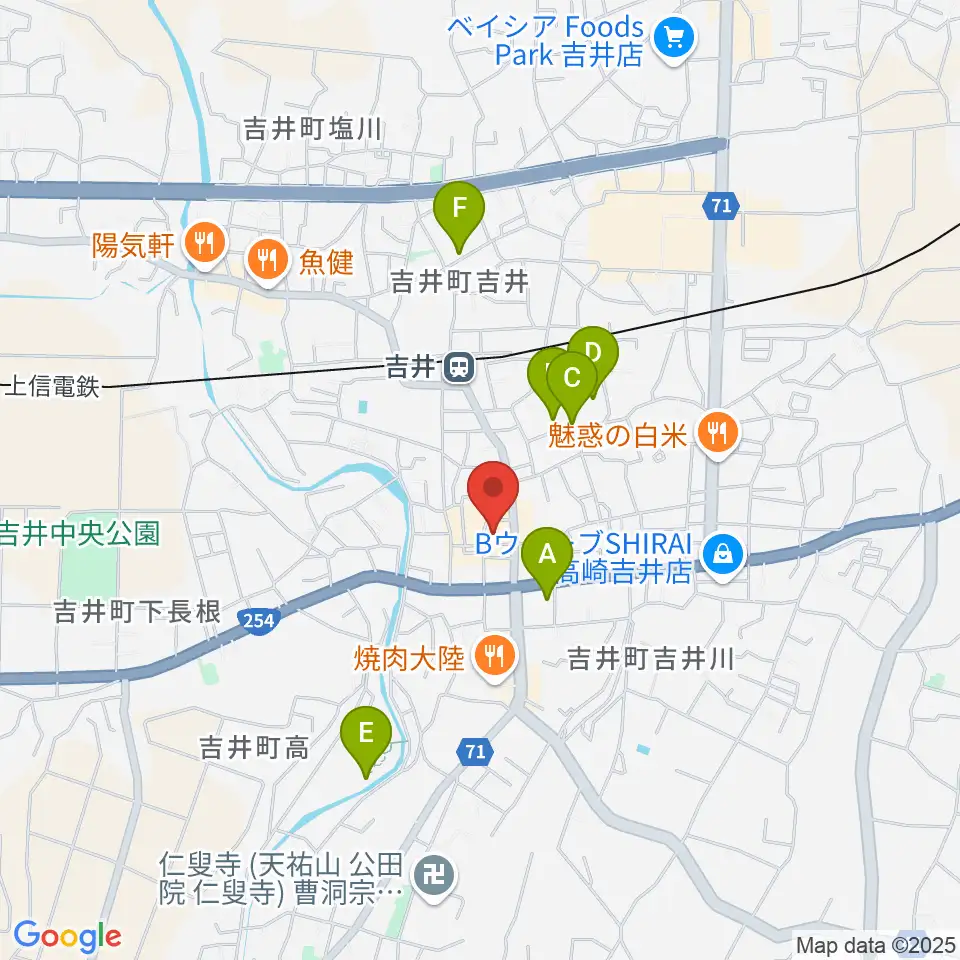 吉井文化会館周辺の駐車場・コインパーキング一覧地図