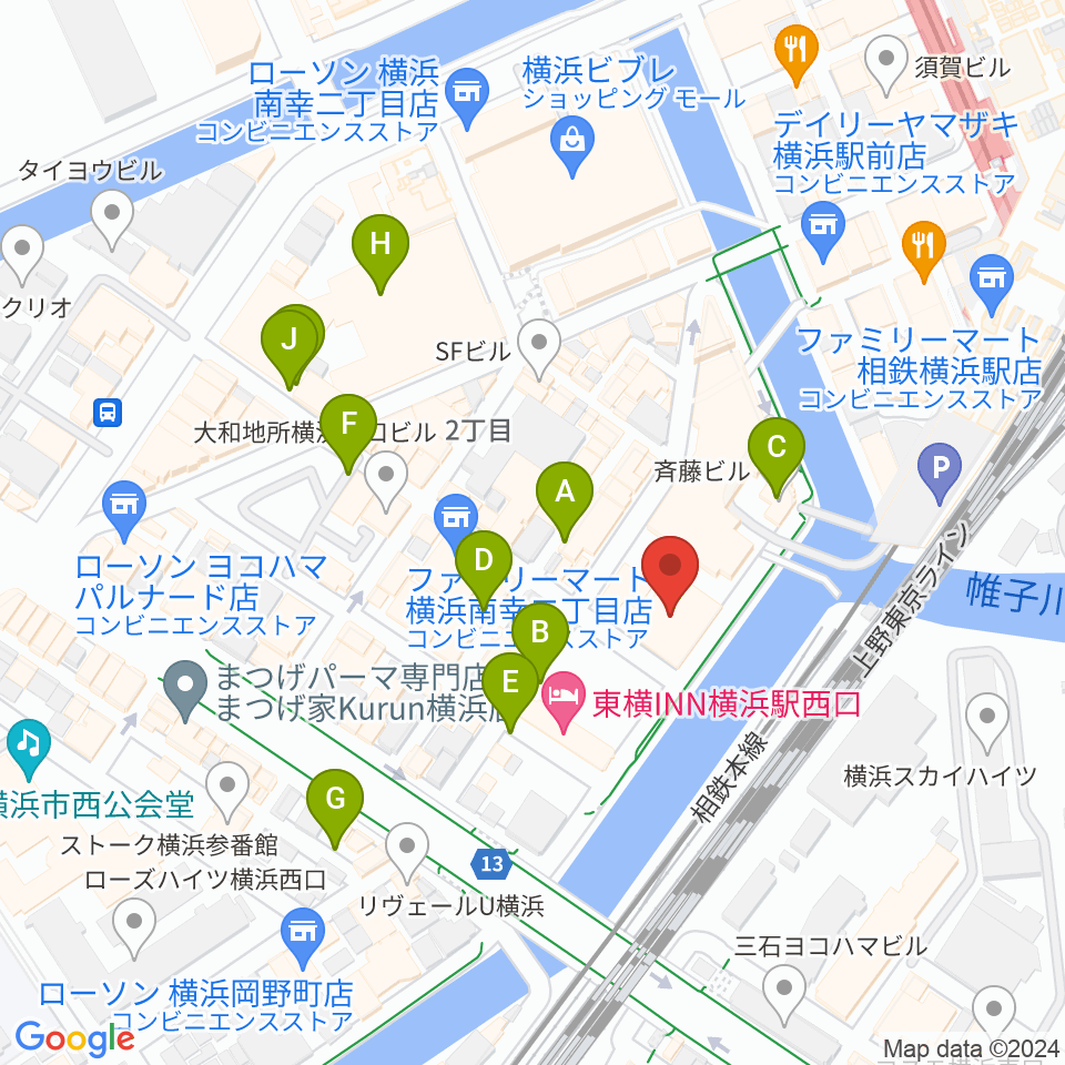 横浜1000 CLUB周辺の駐車場・コインパーキング一覧地図