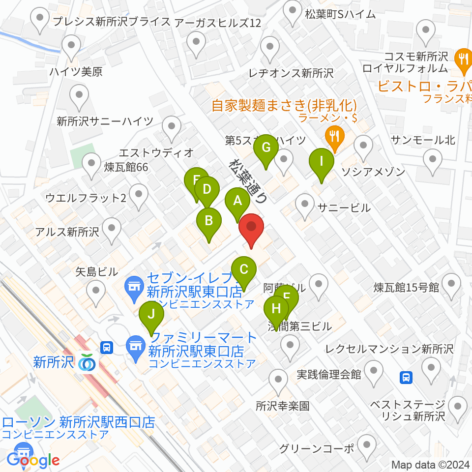 ワイワイミュージックスタジオ新所沢店周辺の駐車場・コインパーキング一覧地図