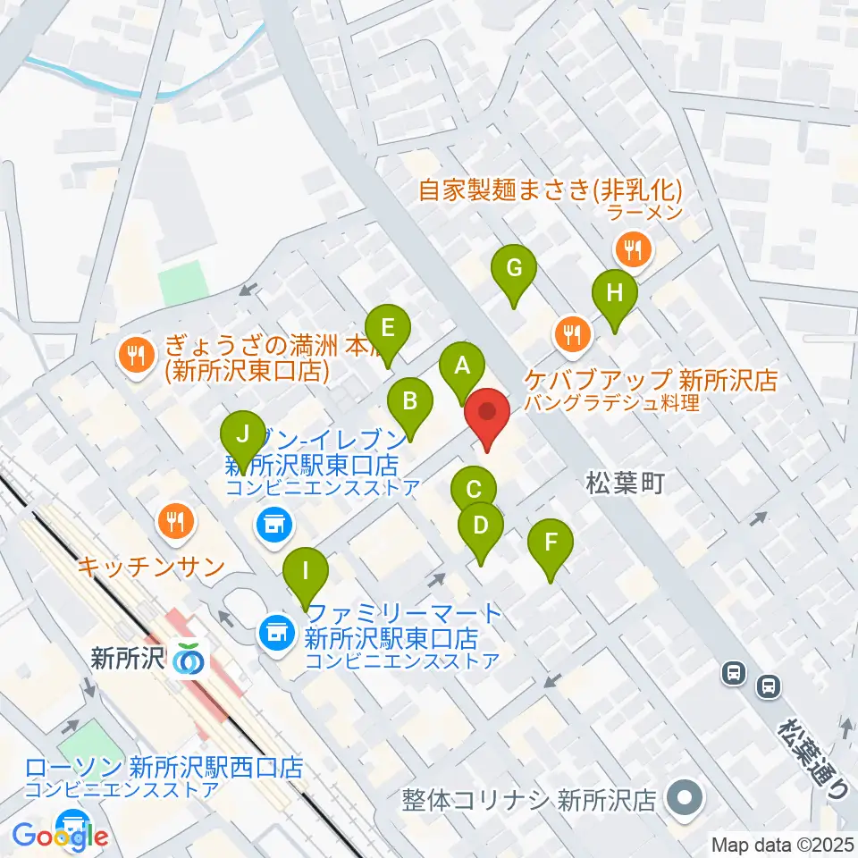 ワイワイミュージックスタジオ新所沢店周辺の駐車場・コインパーキング一覧地図