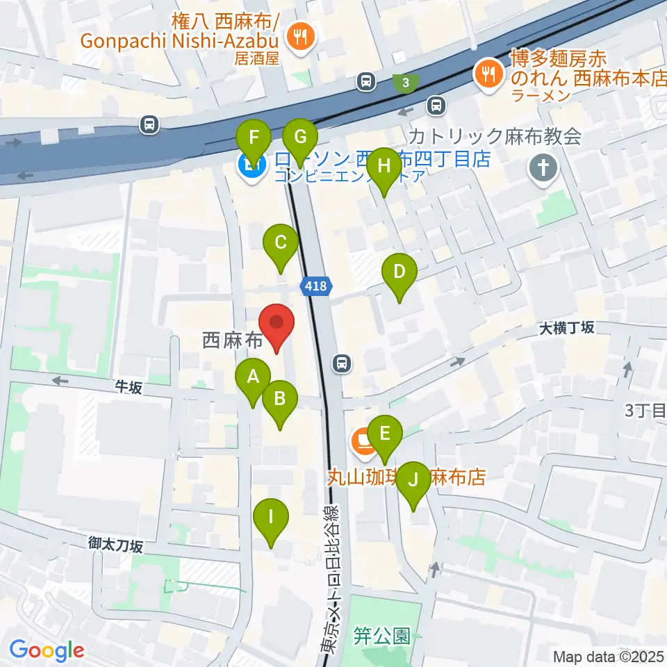 霞町音楽堂周辺の駐車場・コインパーキング一覧地図