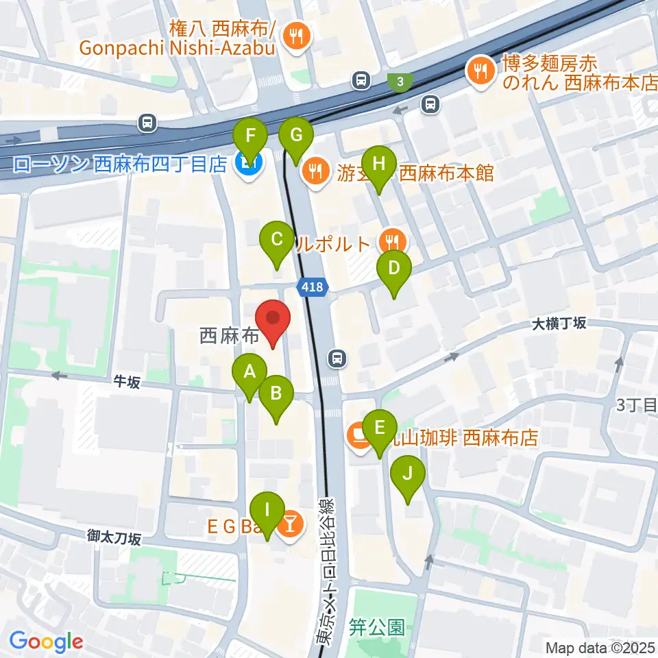 霞町音楽堂周辺の駐車場・コインパーキング一覧地図