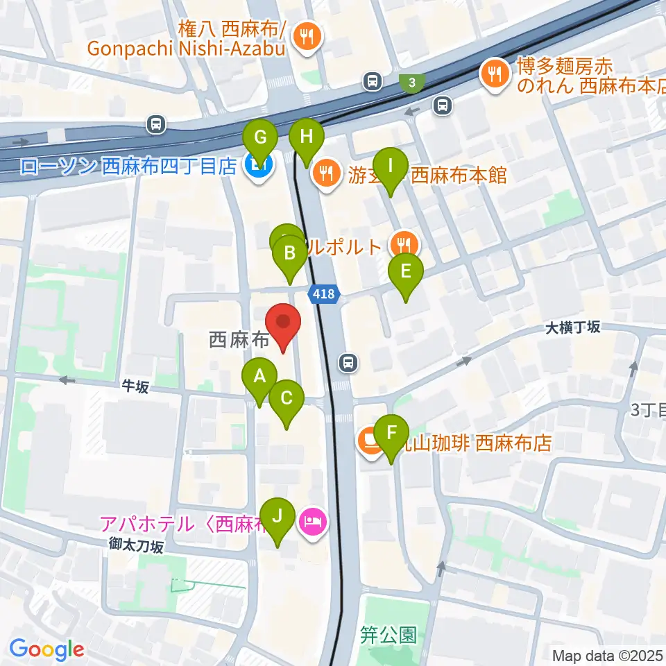 霞町音楽堂周辺の駐車場・コインパーキング一覧地図
